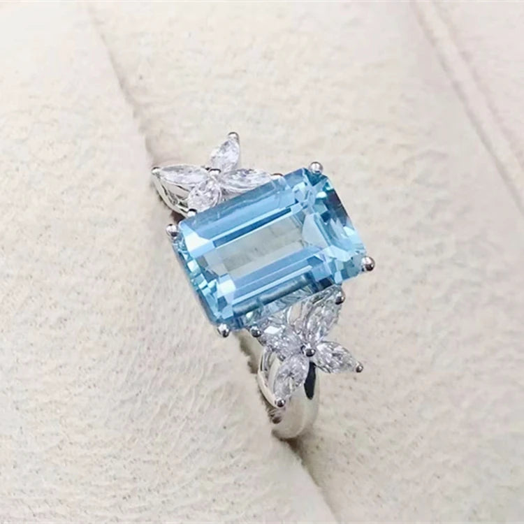 Juegos de joyería de piedras preciosas naturales SGARIT para mujer, anillo, pendientes y collar con colgante de aguamarina azul claro en oro de 18 quilates