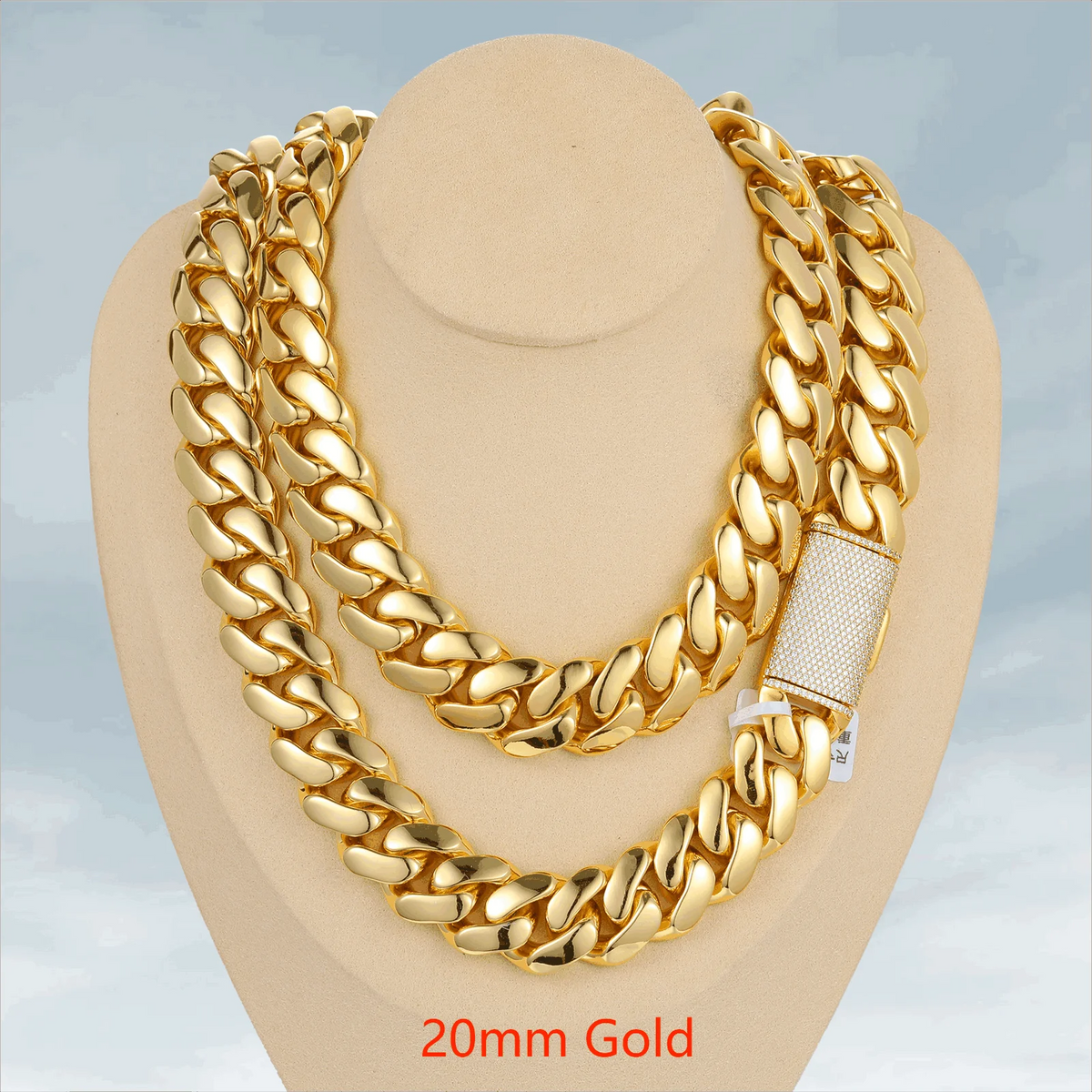 Collar de cadena cubana Miami de lujo estilo hip hop, eslabones de 10mm-22mm de plata de ley 925 maciza con diamantes de moissanita tipo "iced out" y cierre de hebilla