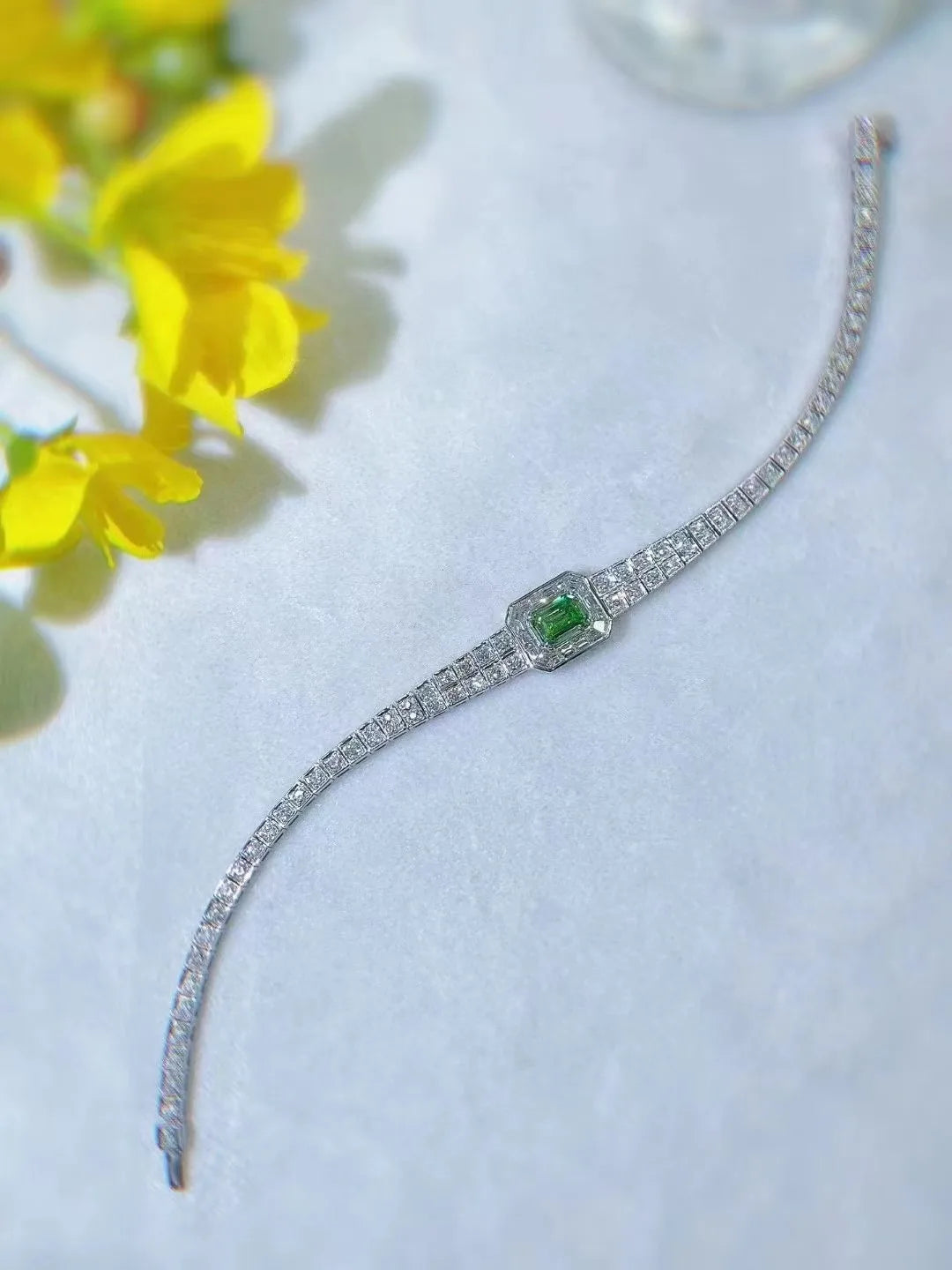 Pulsera de lujo para mujer SGARIT, elegante, de oro de 18k, con diamante natural real de talla esmeralda de 1.53ct, elegante verde, VS