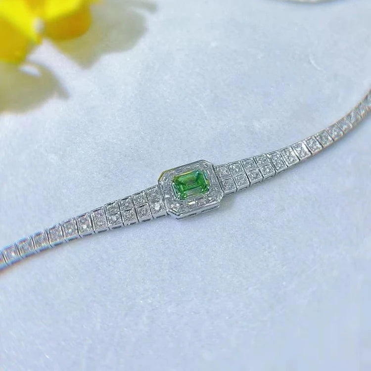 Pulsera de lujo para mujer SGARIT, elegante, de oro de 18k, con diamante natural real de talla esmeralda de 1.53ct, elegante verde, VS