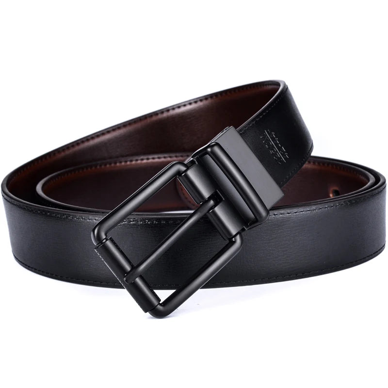1 szt. męski skórzany pasek dwustronny z klamrą rolkową, szerokość 34 mm, 1 pasek w 2 kolorach, odpowiedni do jeansów w stylu casual