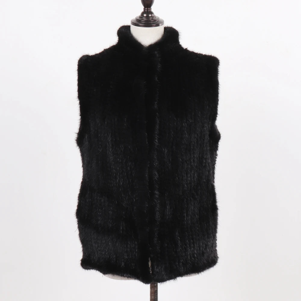 New Women Natural Warm Mink Fur Vest Autumn Winter 100% Genuine Real Mink Fur Sleeveless Jacket Lady Luxury Real Mink Fur Gilet