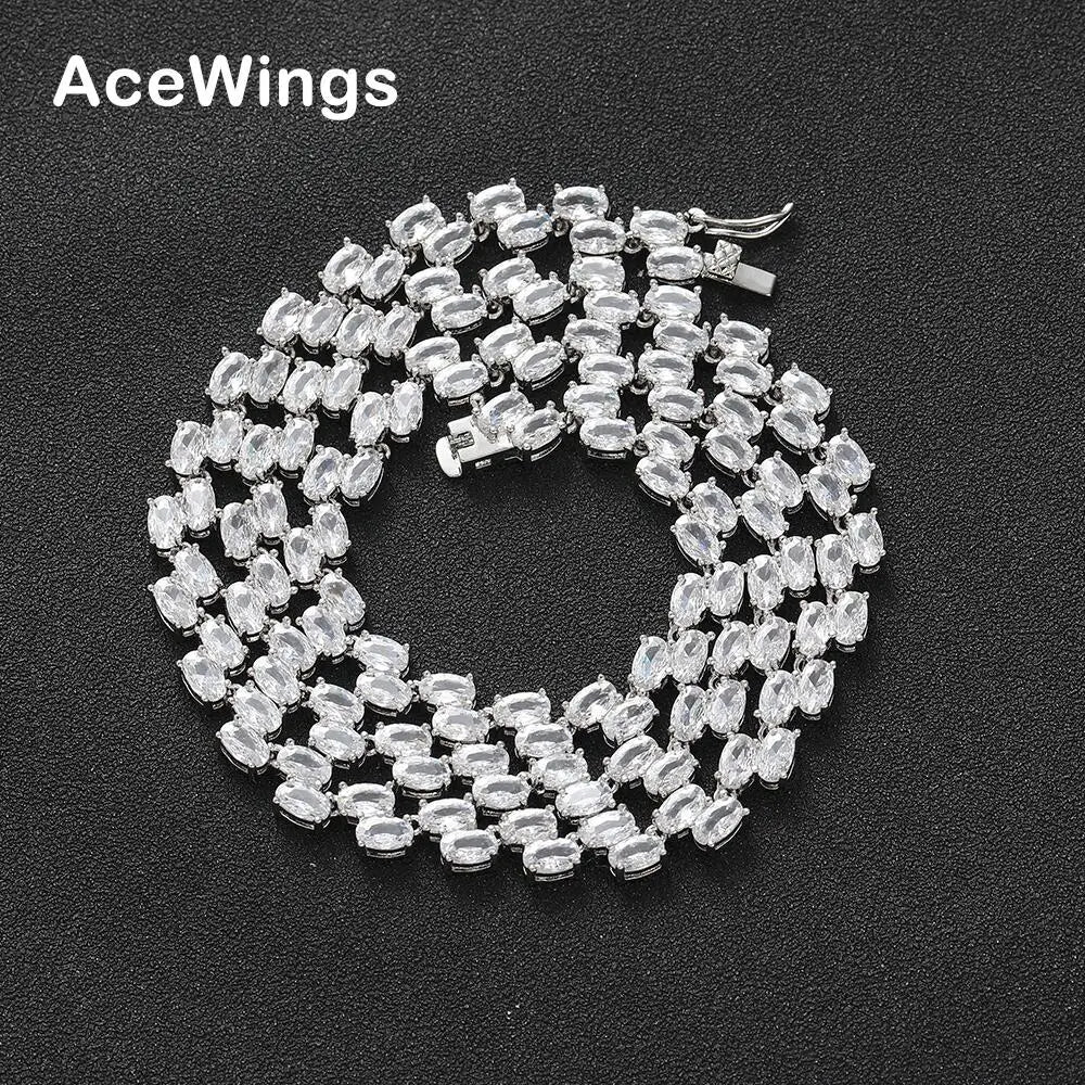 Collar de cadena de tenis de latón con circonitas cúbicas para hombre y mujer