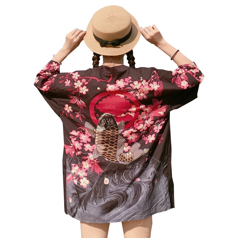 Womens Tops and Blouses 2020 Harajuku Kawaii Shirt Japanese Streetwear Outfit Kimono Cardigan Female Yukata Blouse Women  AA001