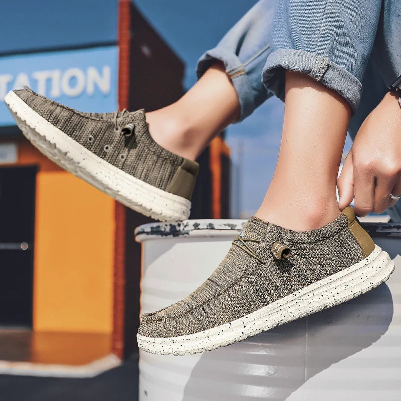 Brand Men Casual Shoes Fashion Denim Canvas Shoes Breathable Men Walking Flat Shoes Outdoor Large Size Light Men's Shoes Loafers