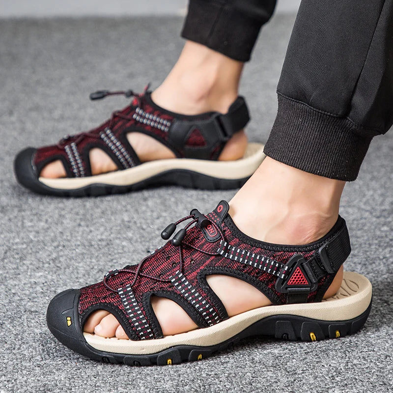 Brand New Summer Men Sandals Fashion Design Breathable Mesh Casual Beach Shoes Men Soft Bottom Outdoor Sandals Big Size 38-48