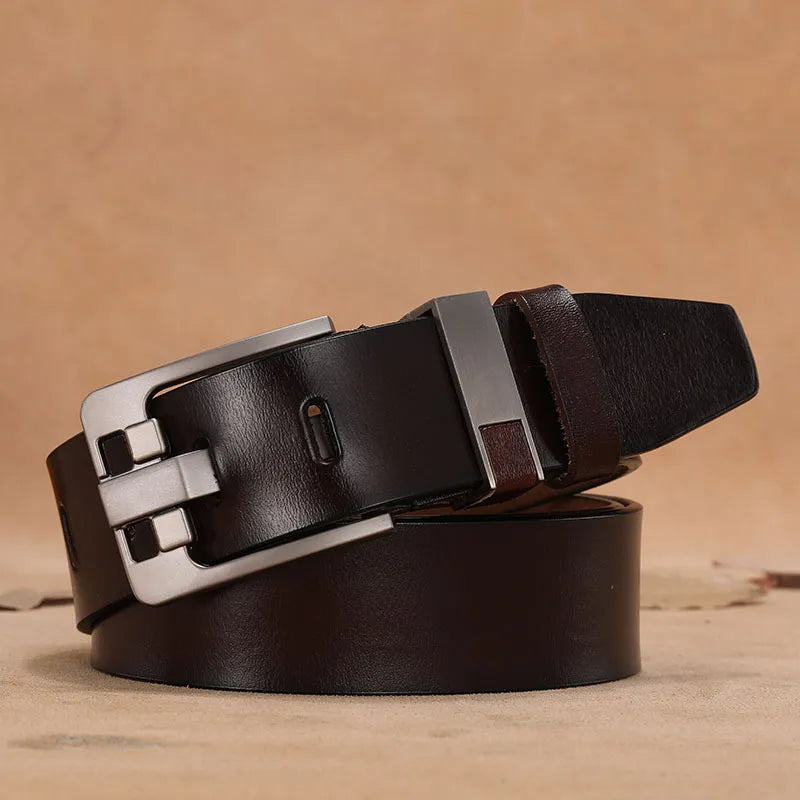 Cow Genuine Leather Luxury Strap Male Belts for Men New Large Plus Size 140 150 160cm Vintage Pin Buckle Men Belt High Quality