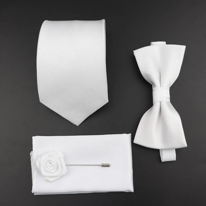 Juego de corbata y pajarita de seda de color sólido para hombre, tejido jacquard de poliéster, estilo vintage rojo azul para novio, negocios, bodas y fiestas