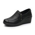BEYARNE  Spring Autumn Women's Fashion Pumps Shoes Woman Genuine Leather Wedge Single Casual Shoes Mother High Heels shoesE175