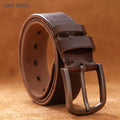 Top Cow Genuine Leather Belts for Men Luxury Designer Fashion Style Vintage Brown Cowboy Male Belt