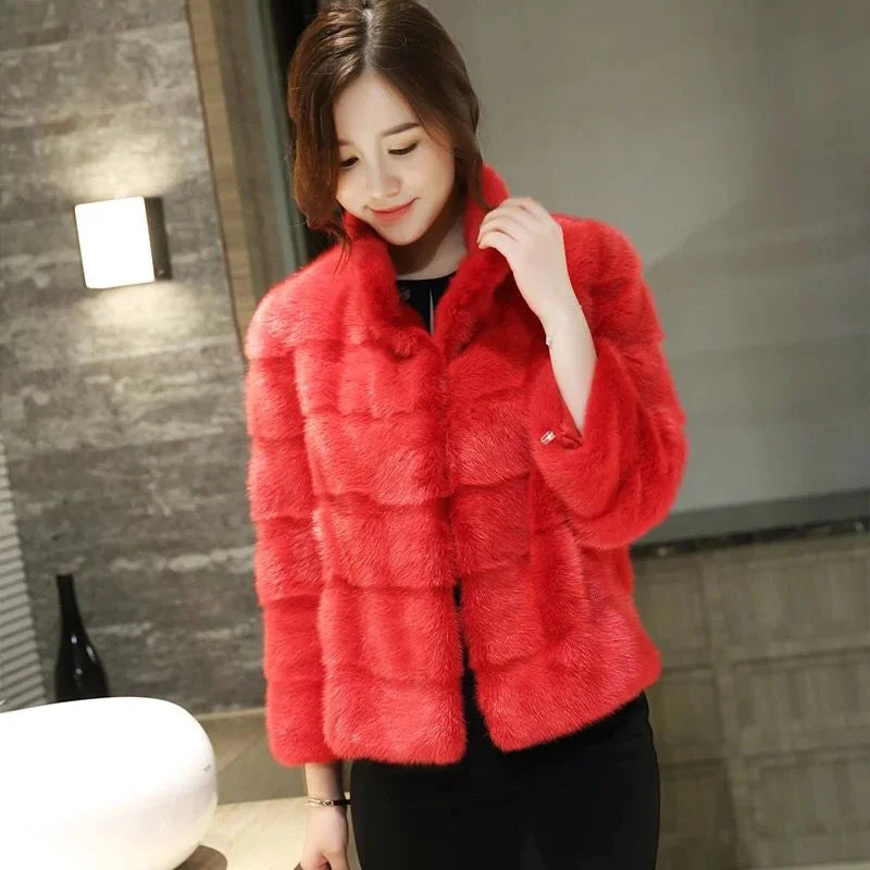 Genuine Mink Fur Coat for Women, 100% Natural, Luxury, Real Mink Fur, Ladies Jackets, Oversize, Winter, New Arrival, 2021
