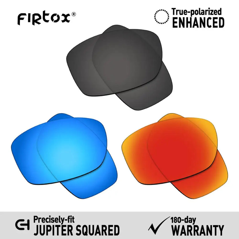 Firtox True UV400 polariserade ersättningslinser för Oakley Jupiter Squared OO9135 solglasögon (endast kompatibel lins) - Flera