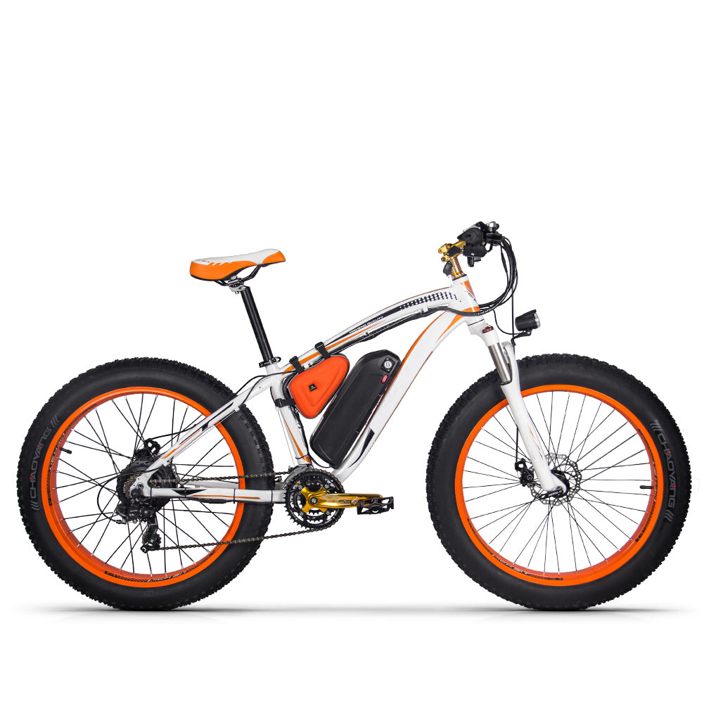 Bicicleta eléctrica RICH Bit con motor de buje para neumáticos gruesos, cuadro de aluminio, almacén europeo, color verde, 1000 W, batería de litio electrónica de 48 V y 17 Ah, 21 velocidades