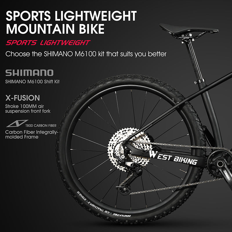 Bicicleta de montaña WEST BIKING de 27.5 pulgadas, alta calidad, ligera, con suspensión eficiente, nuevo diseño y 11 velocidades.