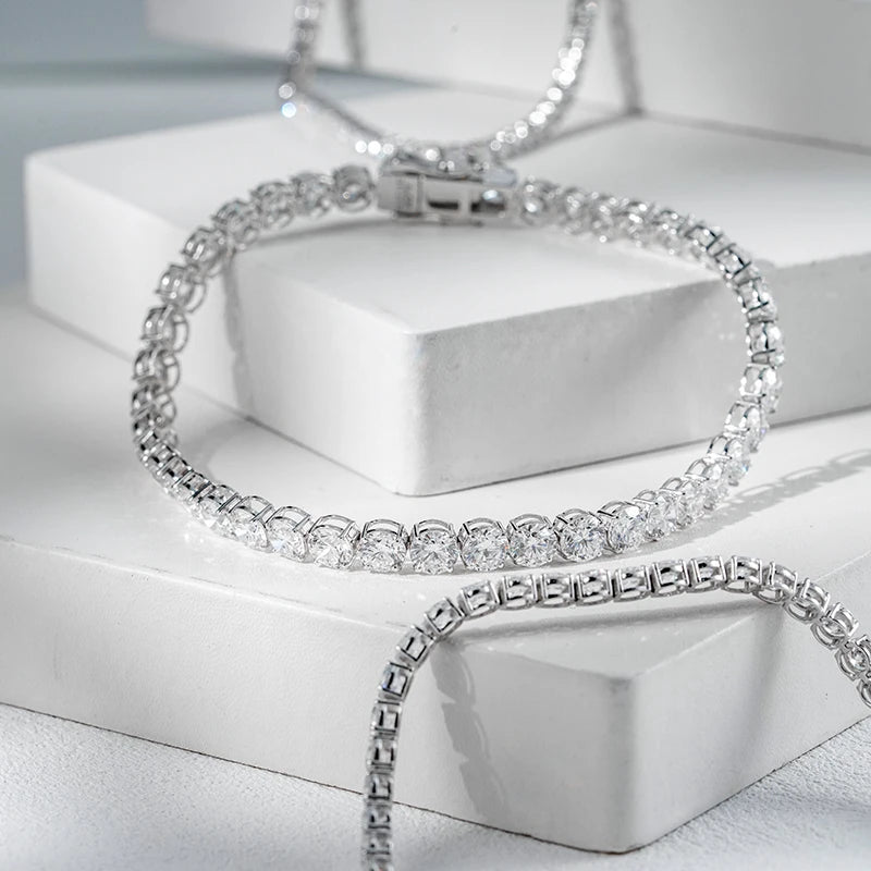 Pulsera de tenis unisex de lujo con diamantes de laboratorio de 1,9 mm, 2,9 mm, 3,2 mm y 4,1 mm, color DEF, claridad VS, certificada por IGI, montura en garras, en oro de 10k/14k/18k, de Starsgem.