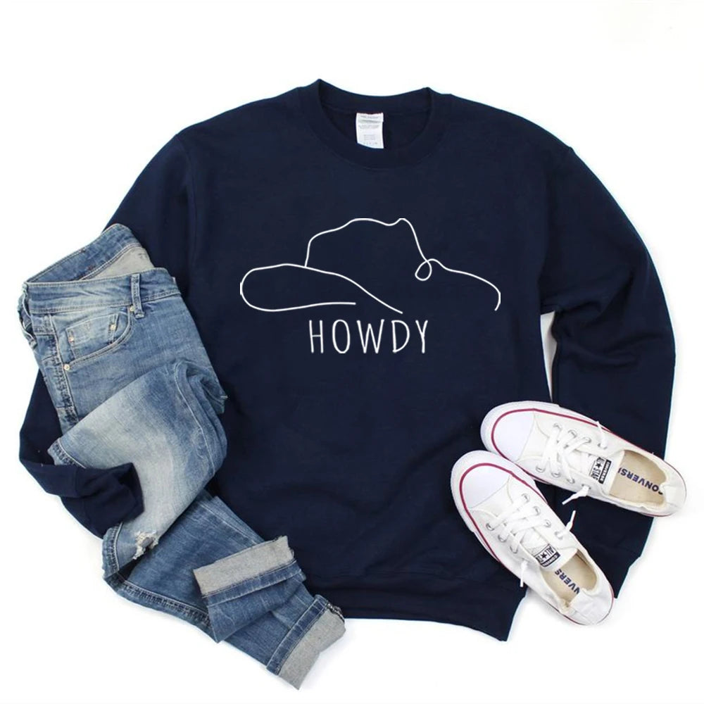 Howdy Hat Sweatshirt Country Western Shirts Rodeo Fashion Cowgirl Style Christmas Gift Shirt Country Music Top Tee Graphic Shirt