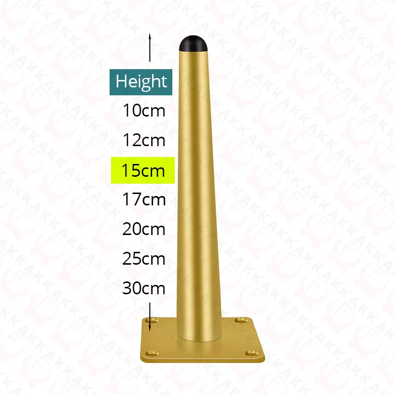 KAK 4Pcs Black Furniture Leg Gold Table Feet Replacement Cabinet Sofa Metal Feet With Screws 800KG Non-Punch Furniture Hardware