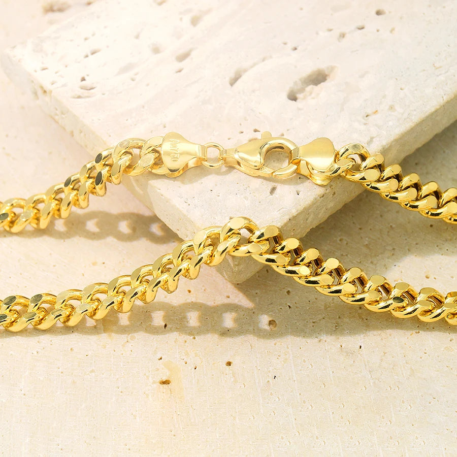 Collar de hombre de oro sólido de 18k, 5.2mm de grosor, diseño cubano hueco AU750, resistente al deslustre e impermeable, joyería de moda para hombre