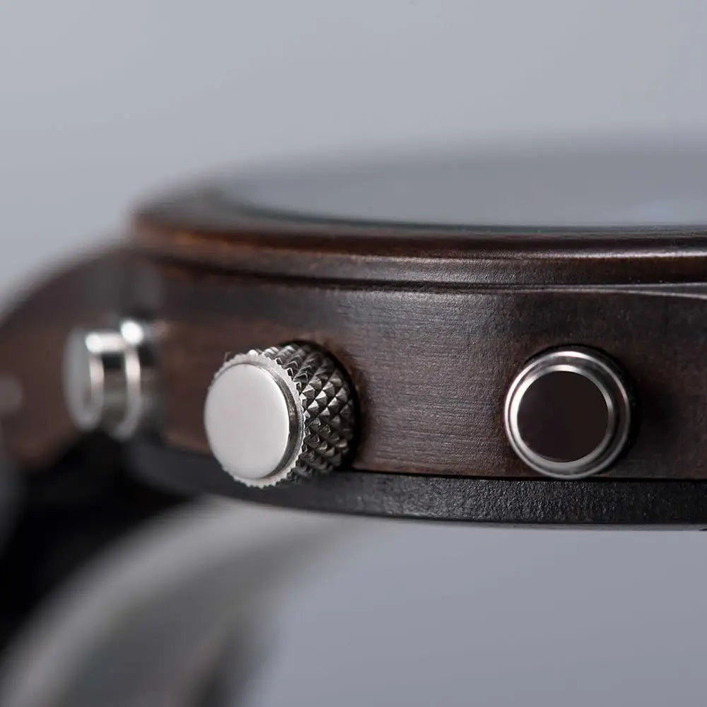 Reloj de pulsera cronógrafo BOBO BIRD para hombre, de madera, cuarzo, con fecha automática, cronómetro, multifuncional, Relogio Masculino personalizado