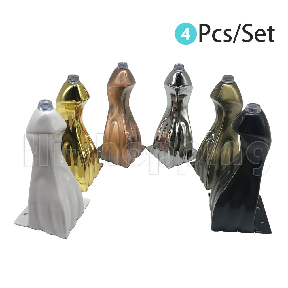 4pcs Furniture Feet Bronze Plated Metal Sofa Legs Snake-Shaped Cabinets Feet Bed TV Cabinet Legs 14cm Height