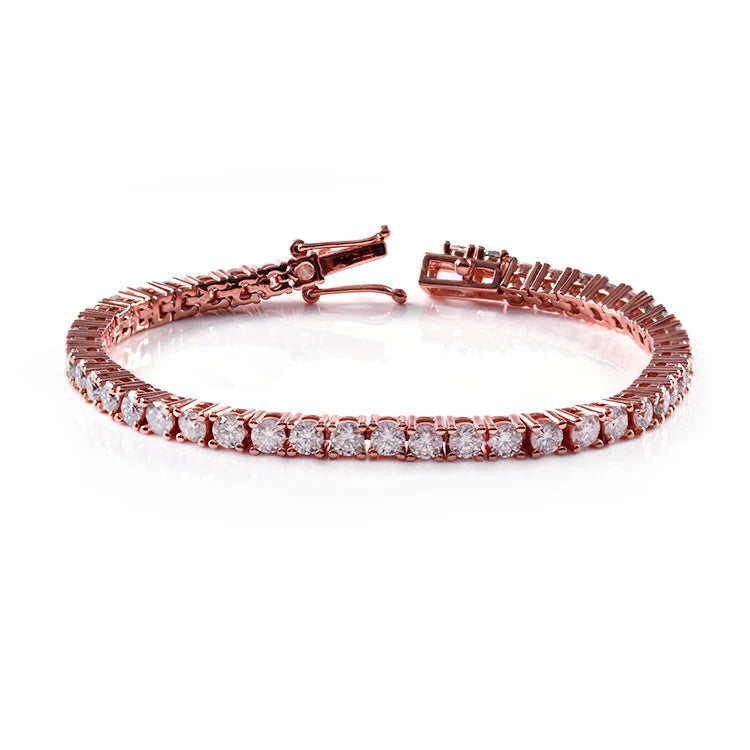 Pulsera de tenis de moissanita con diamantes, estilo hip hop, plata 925 cubana, bañada en oro de 14k o 18k