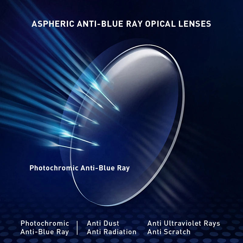 Lentes graduadas MERRYS de resina CR-39 asféricas, fotocromáticas y con protección contra luz azul, serie 1.56, 1.61, 1.67 para miopía