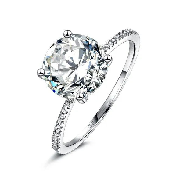 2023 Klassischer Luxus Echter massiver 925 Sterling Silber Ring 3 Karat 10 Herzen und Pfeile Zirkonia Hochzeit Schmuck Ringe Verlobungsring für Damen