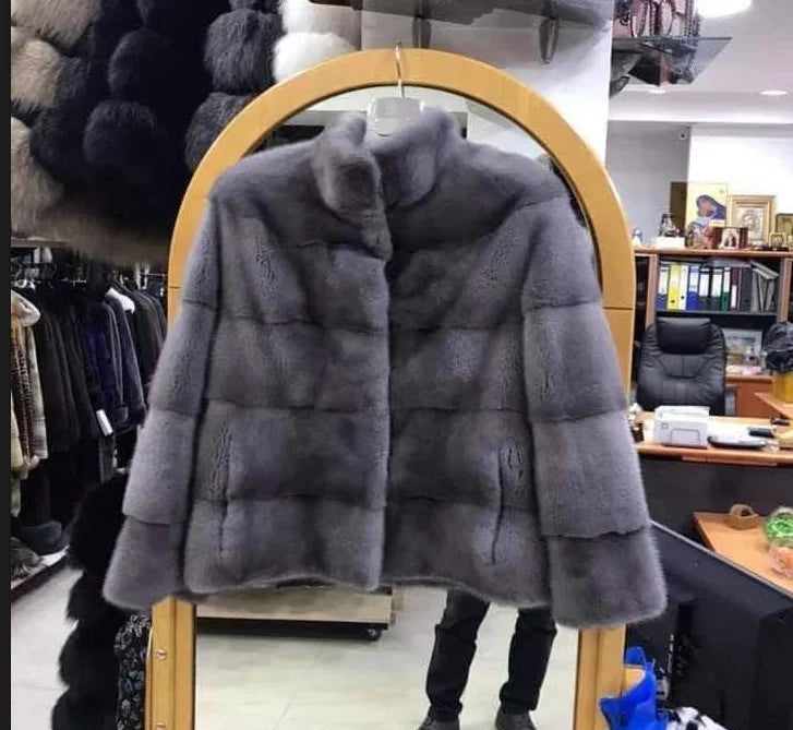 Genuine Mink Fur Coat for Women, 100% Natural, Luxury, Real Mink Fur, Ladies Jackets, Oversize, Winter, New Arrival, 2021