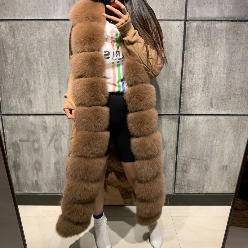 Fur Sweater Natural Fur Sweater Long 120-125cm Length Fur Cardigan