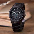 Custom Ebony Watch Luxury Wood Men Wristwatches Date Display Multi-Function Chronograph Reloj Hombre as Great Gift in Box