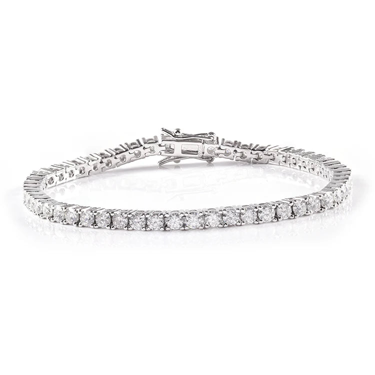 Pulsera de tenis de moissanita con diamantes, estilo hip hop, plata 925 cubana, bañada en oro de 14k o 18k