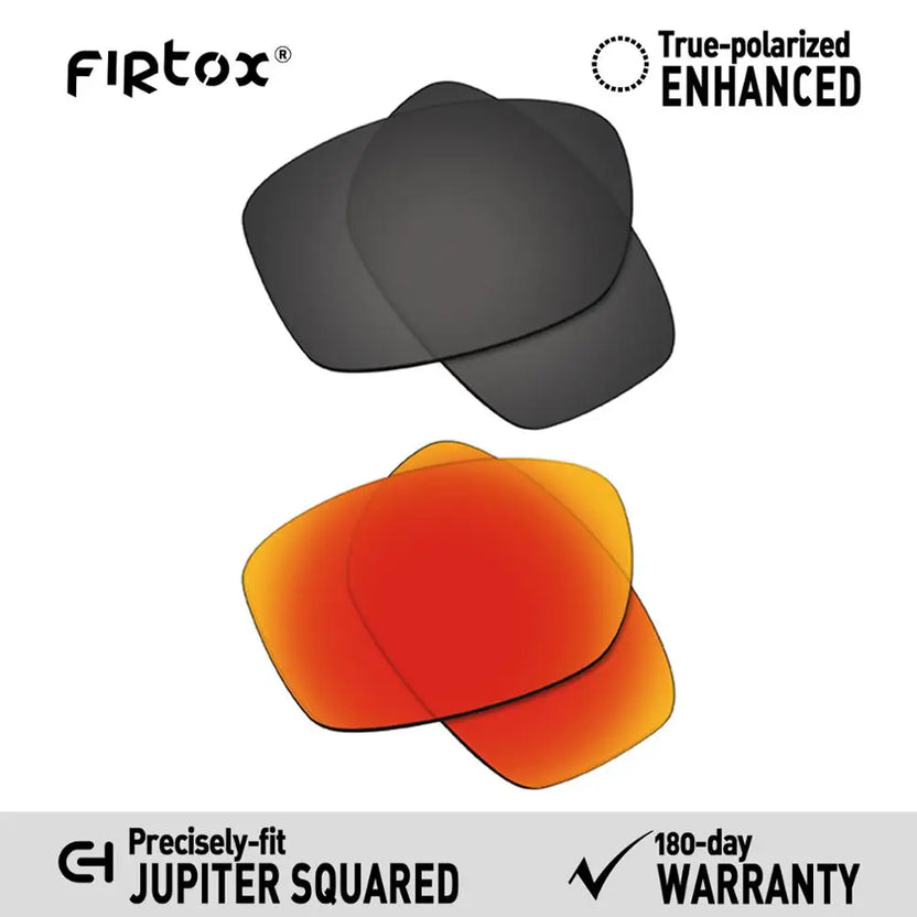 Firtox True UV400 polariserade ersättningslinser för Oakley Jupiter Squared OO9135 solglasögon (endast kompatibel lins) - Flera