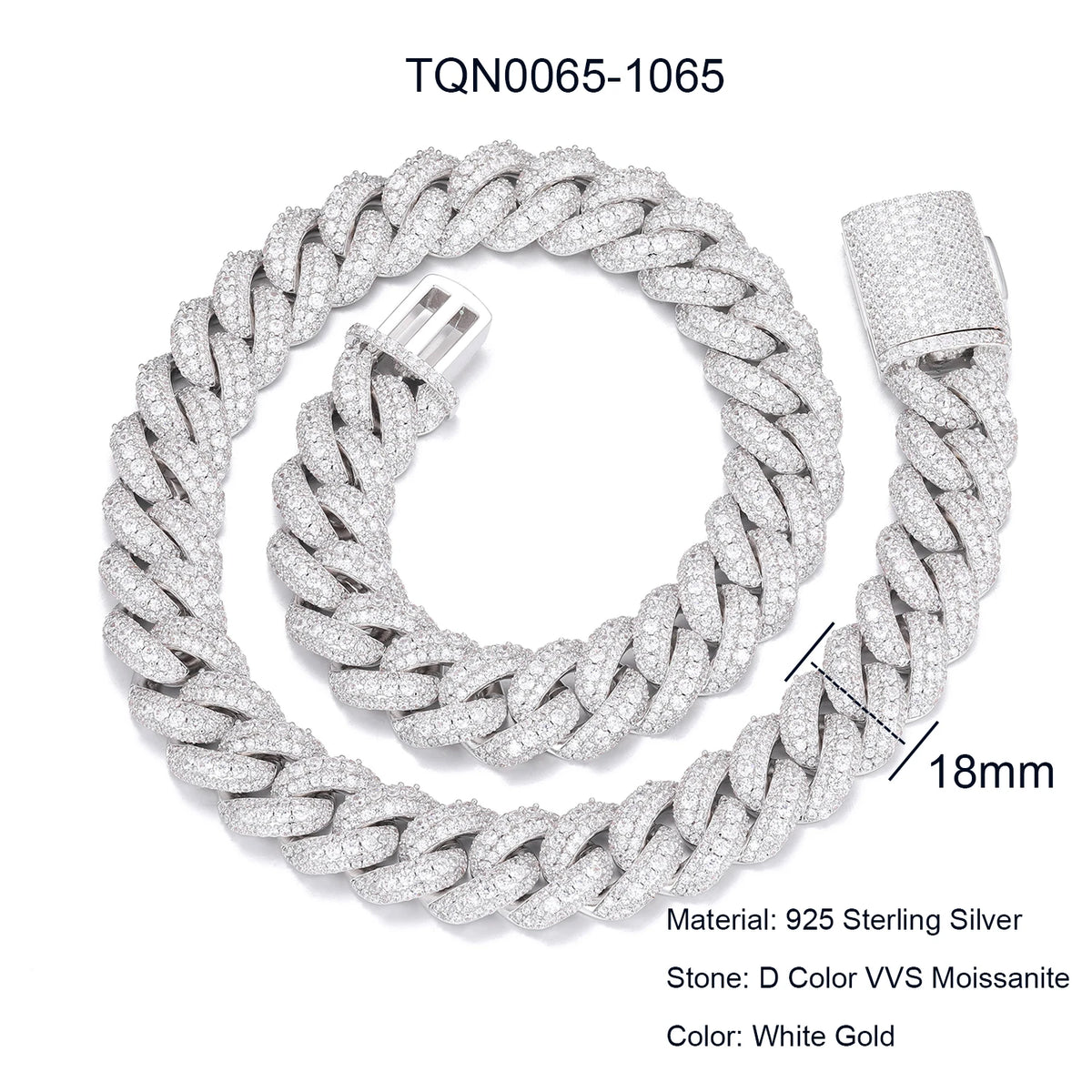 Collar de cadena cubana de Miami para hombre, joyería fina de hip hop, plata de ley 925, 6mm-20mm, con diamantes de moissanite VVS helados