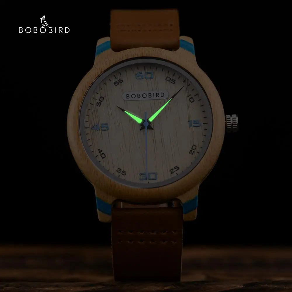 Couple Watch BOBO BIRD Wooden Simple Fashion Leather Wristwatch Men and Women Personality Timepiece Great Gift Reloj Luminous