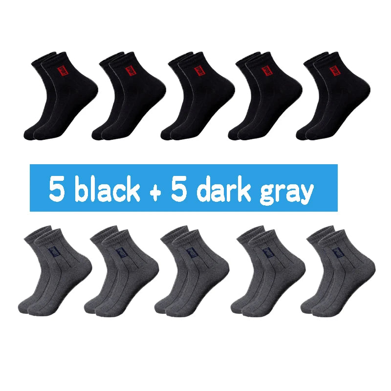 20 unidades = 10 pares de calcetines de algodón de alta calidad para hombre, transpirables, absorbentes, de caña media, color negro, desodorantes, calcetines de negocios para regalo.