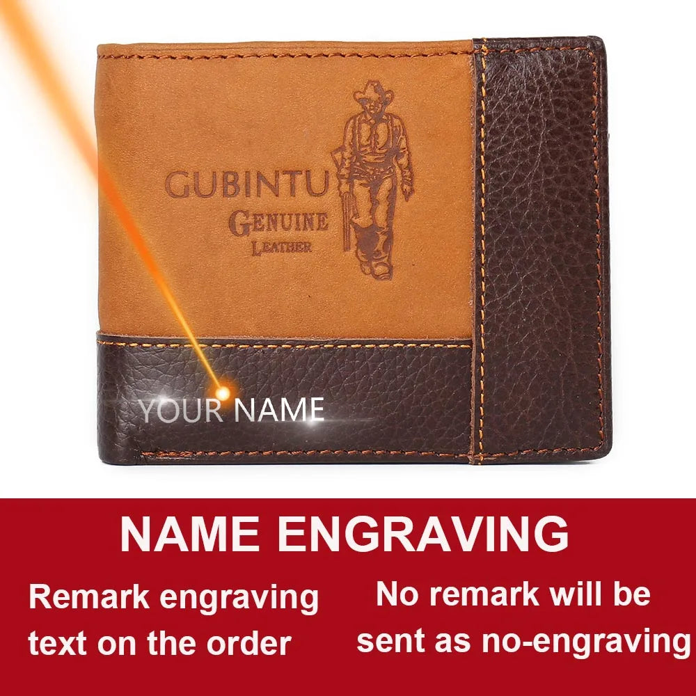 GUBINTU Genuine Leather Men Wallets Coin Pocket Zipper Real Men's Leather Wallet With Coin Male Purse Eagle Cartera