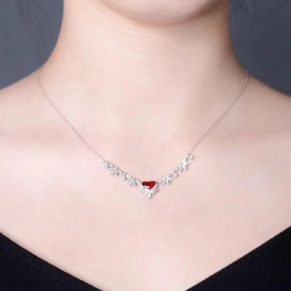 SGARIT Wholesale Dubai Collar con colgante de rubí de lujo con piedras preciosas naturales de 1,03 ct y oro amarillo de 18 quilates, joyería fina OEM