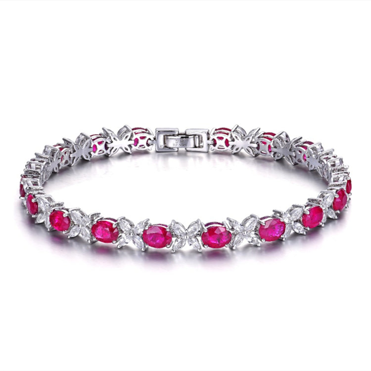 SGARIT Vihkikorut Joyas de Boda Pulsera de Rubí de Myanmar de 7.5ct con Piedra Preciosa Genuina Joyería de Oro de 18k