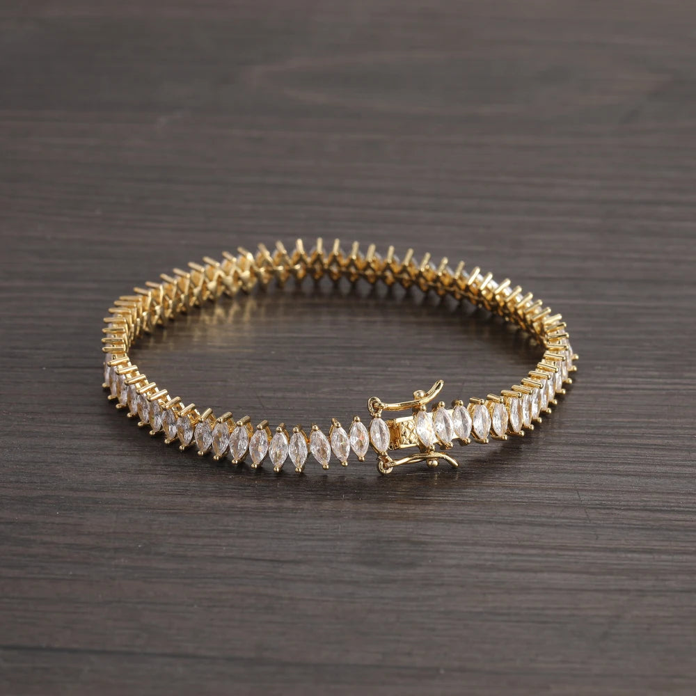 5mm Brass Cubic Zirconia Tennis Bracelet in Gold and Silver Plating