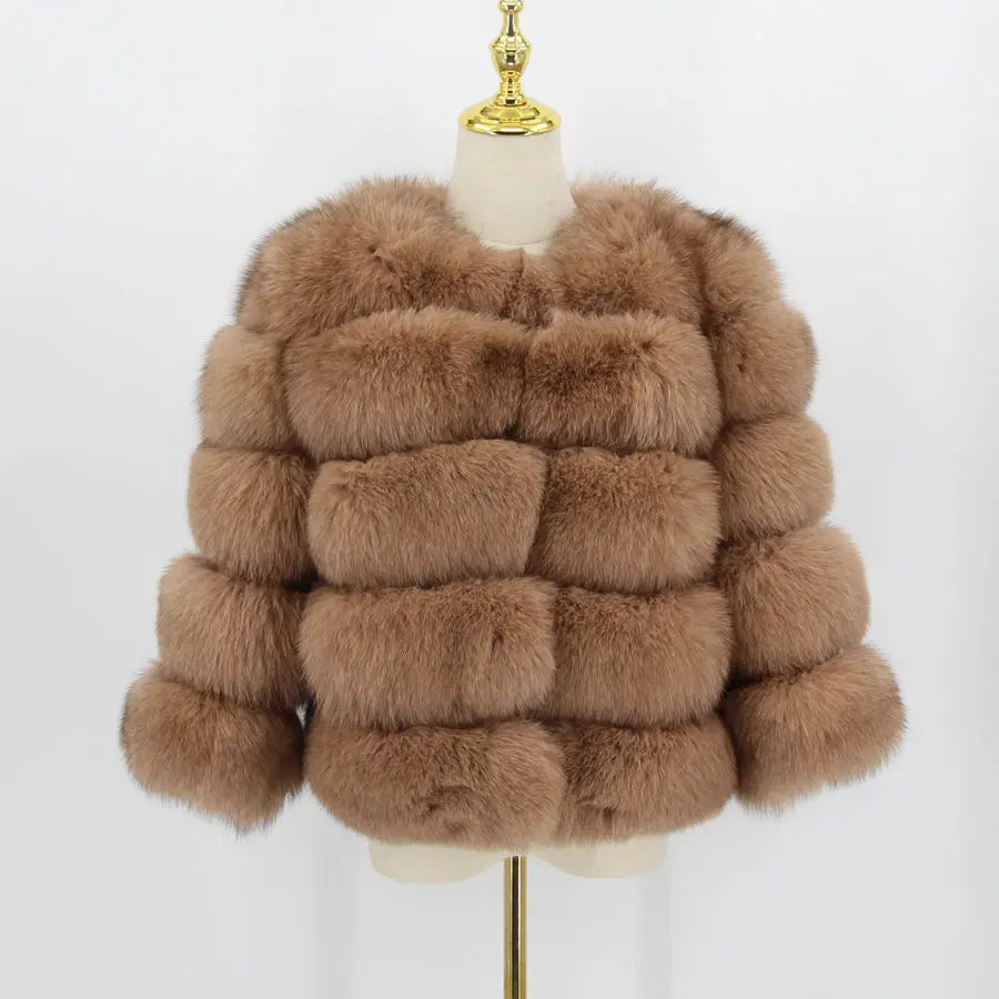 Pink Java QC1801 FREE SHIPPING Real Fox Fur Coat Women Winter Thick Fur Jacket Short Fur Coat Wholesale Genuine Fox Short Sleeve