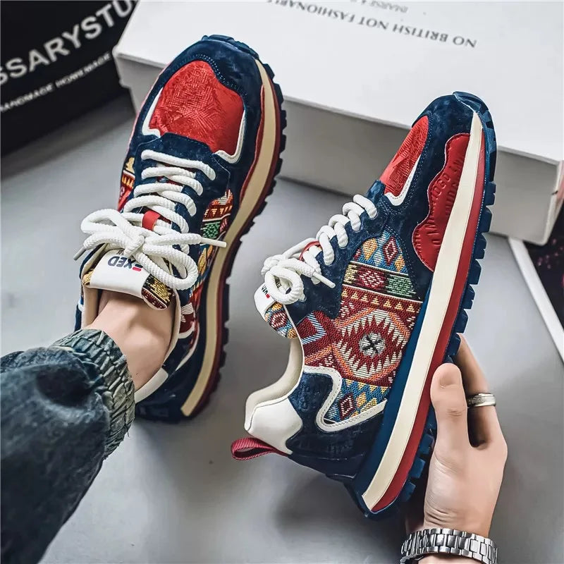 Men's Breathable Lace-Up Canvas Sports Shoes Round Toe
