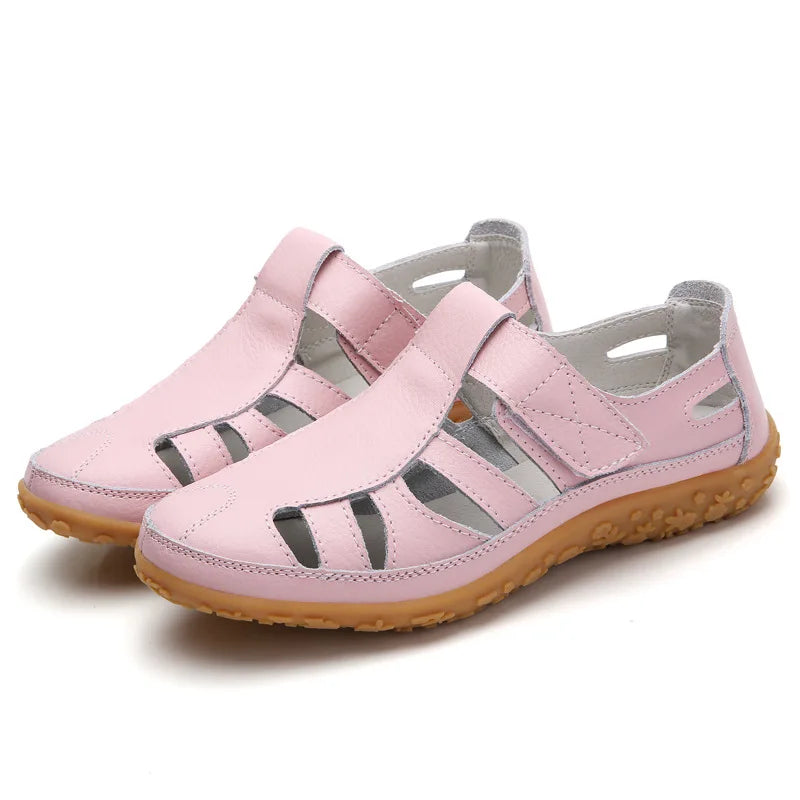Split Leather Flat Sandals Women Fashion Summer Shoes Anti-Slip Soft Sole Ladies Gladiator Sandal Breathable Sandalias SH031502