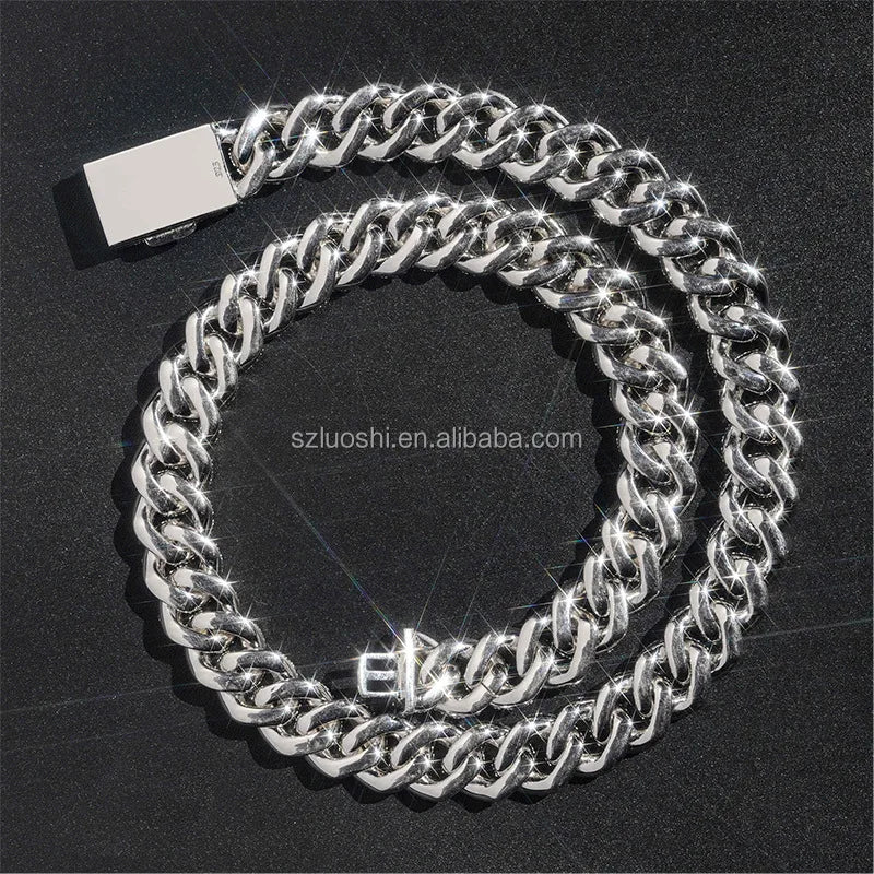 Collar de diamante de moissanita más vendido, joyería hip hop de 12 mm, pulsera de plata esterlina 925, cadena de eslabones cubanos "iced out" para hombres y mujeres