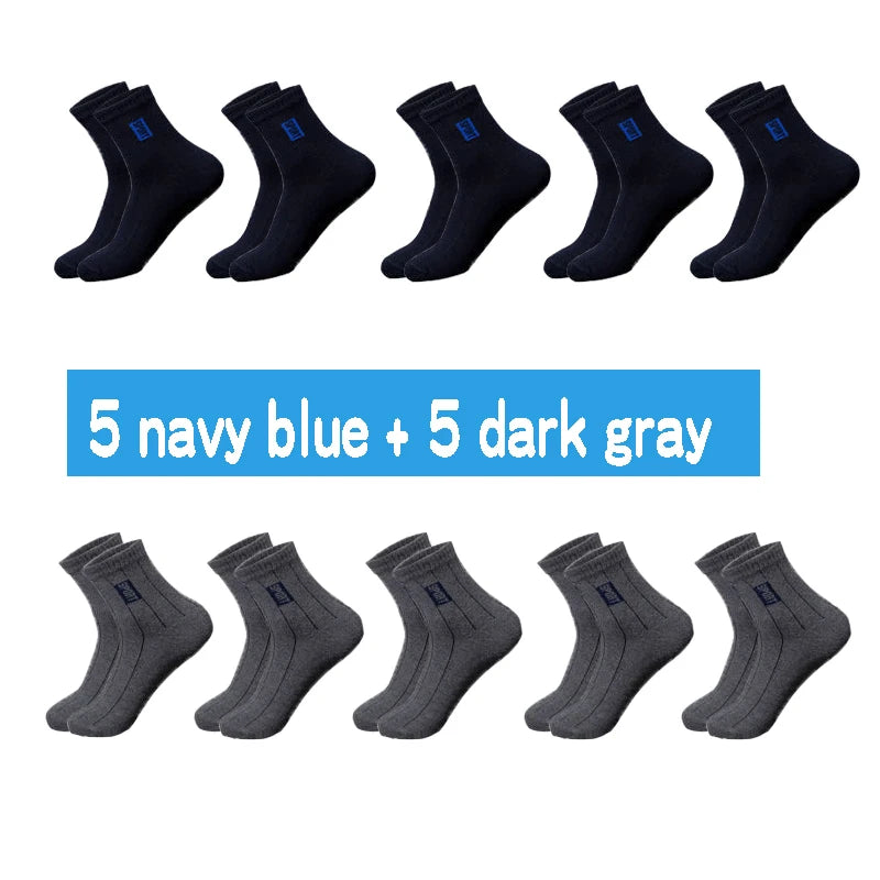 20 unidades = 10 pares de calcetines de algodón de alta calidad para hombre, transpirables, absorbentes, de caña media, color negro, desodorantes, calcetines de negocios para regalo.