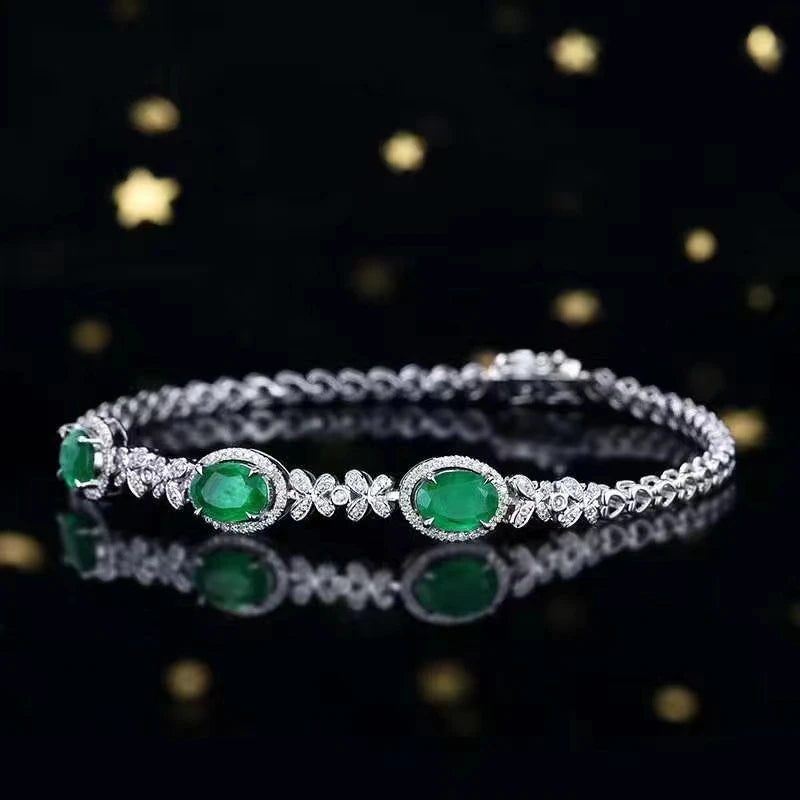 Pulsera de esmeralda natural al por mayor SGARIT, temperamento versátil, pulsera de esmeralda natural de 2.04ct en oro de 18k para mujer