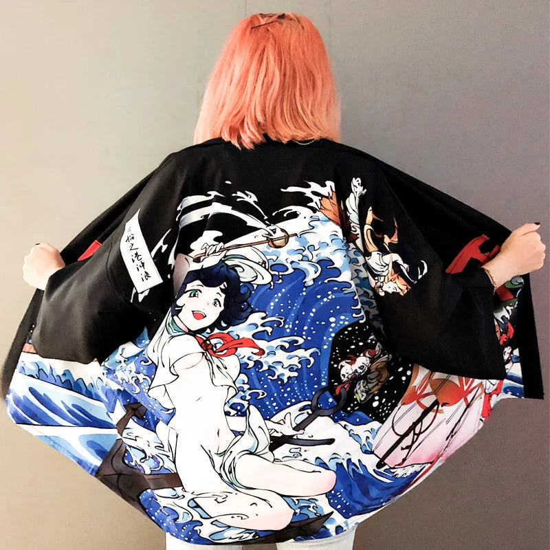 Damskie topy i bluzki 2020 Harajuku Kawaii koszula japoński streetwear strój kimono kardigan damska bluzka yukata AA001