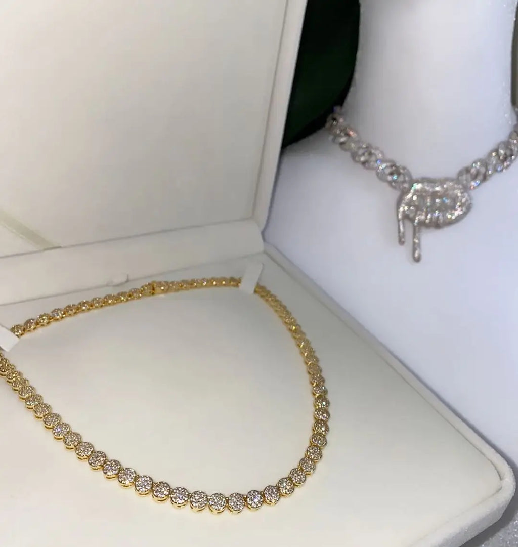 Micro Pave CZ Geometric Tennis Necklace for Women