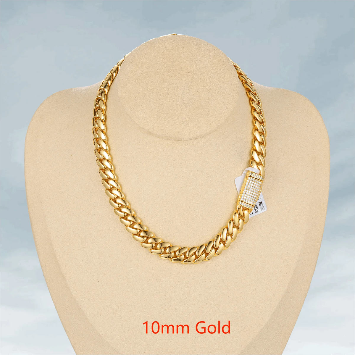 Collar de cadena cubana Miami de lujo estilo hip hop, eslabones de 10mm-22mm de plata de ley 925 maciza con diamantes de moissanita tipo "iced out" y cierre de hebilla
