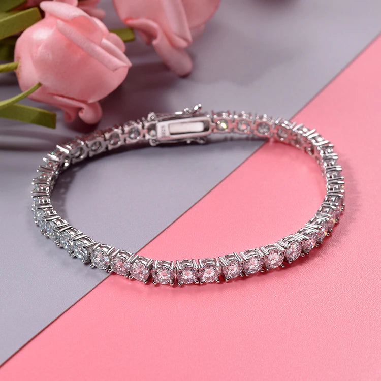 Pulsera de tenis de moissanita con diamantes, estilo hip hop, plata 925 cubana, bañada en oro de 14k o 18k
