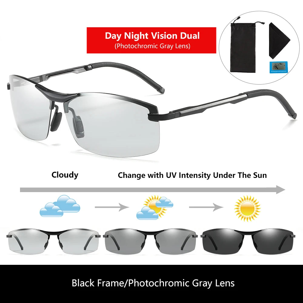 KATELUO Day Night Vision Eyeglasses Men Sunglasses for Driving Polarized UV400 Sports Eyewear Photochromic Male Sun Glasses 557